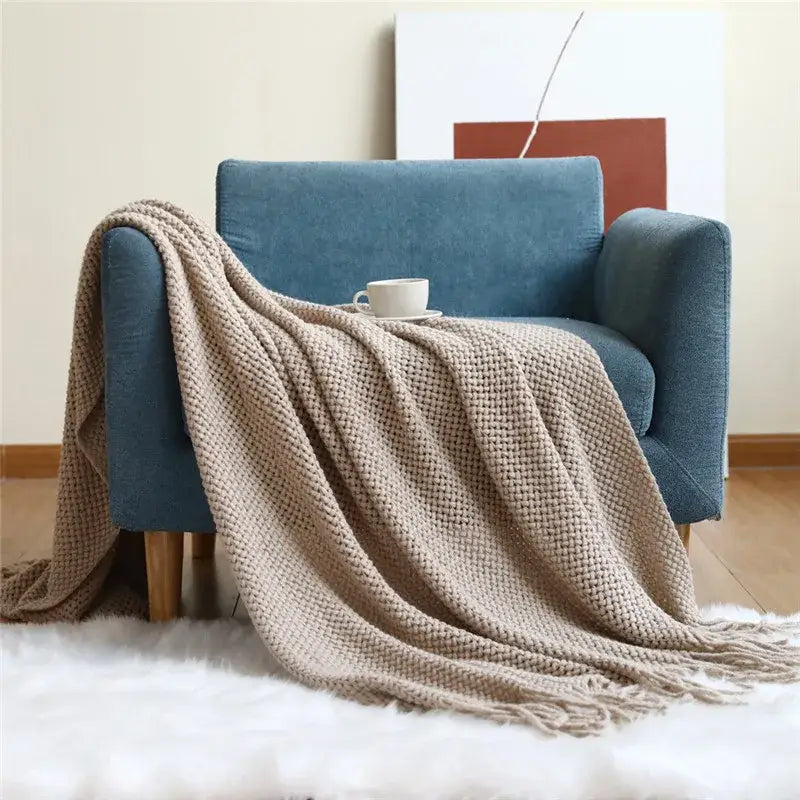 Nordic Knit Tassel Throw