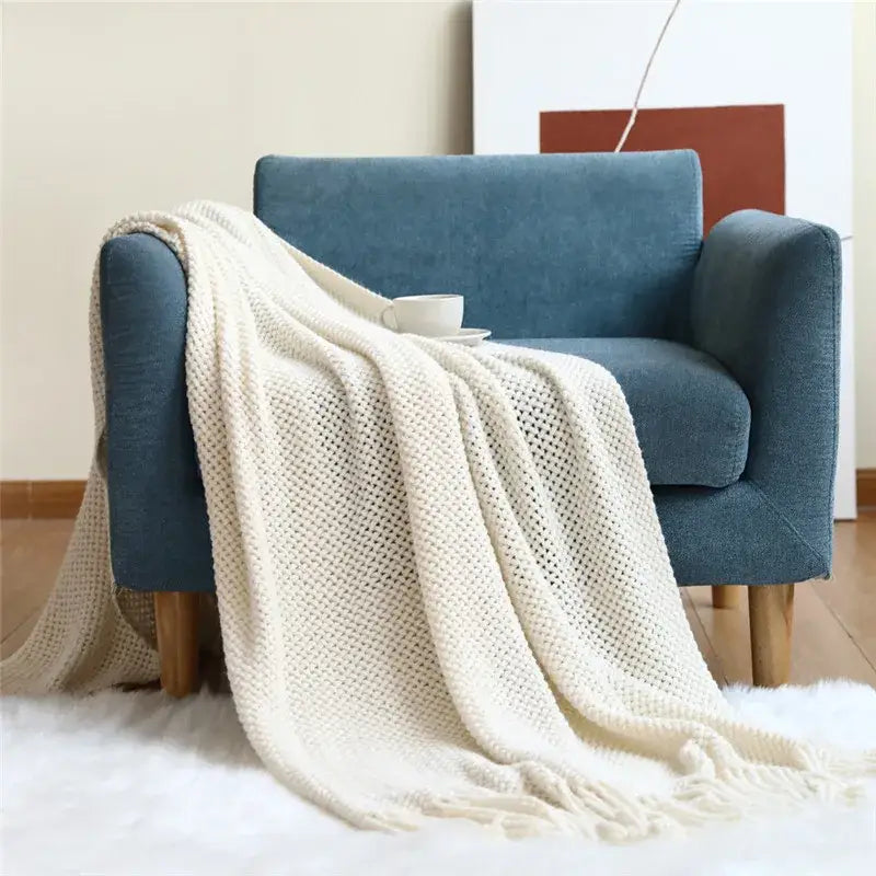 Nordic Knit Tassel Throw