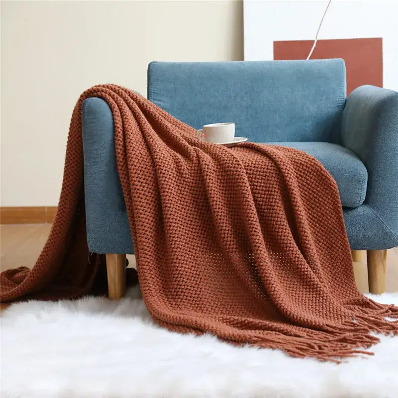 Nordic Knit Tassel Throw