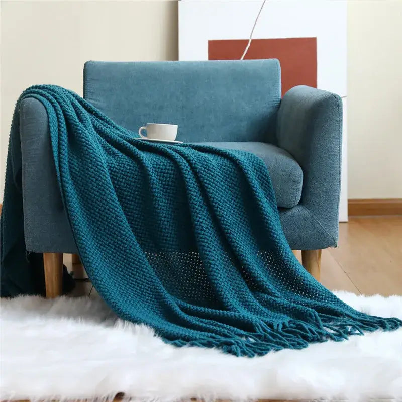 Nordic Knit Tassel Throw
