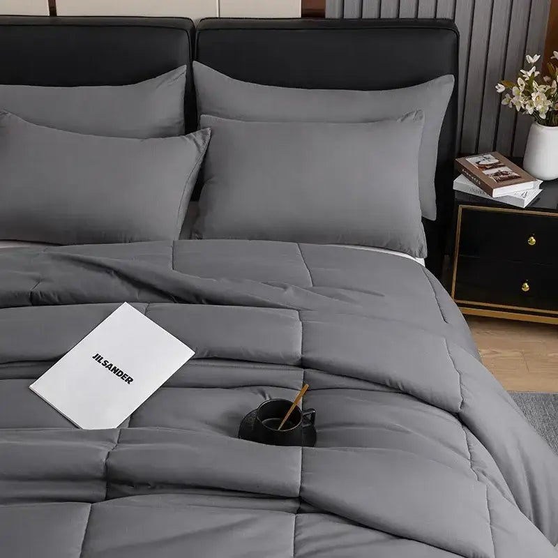 Gray Quilted Duvet Set