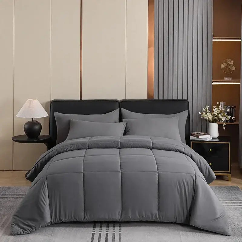 Gray Quilted Duvet Set
