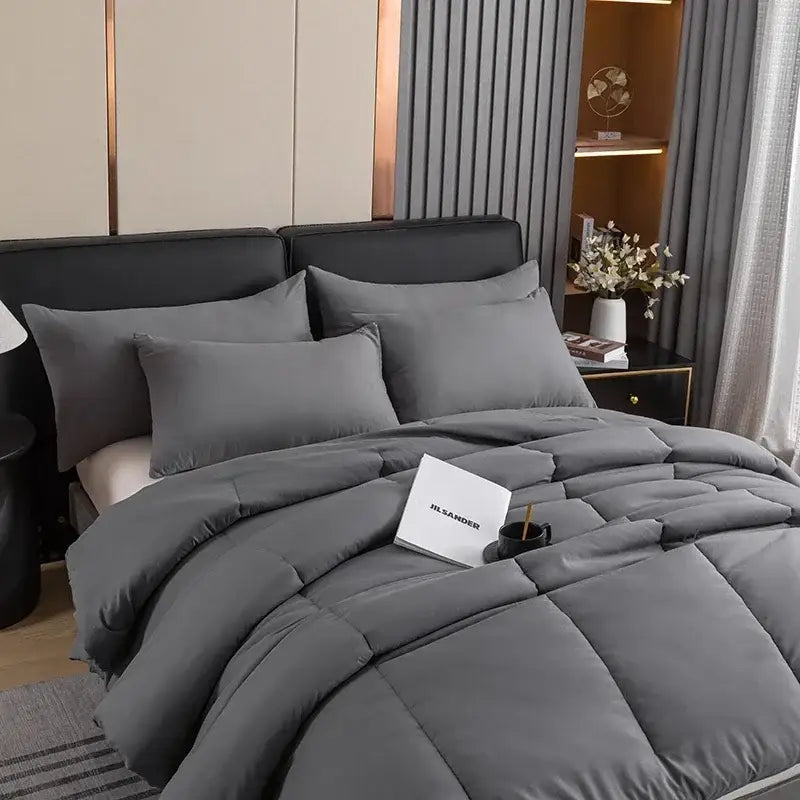 Gray Quilted Duvet Set