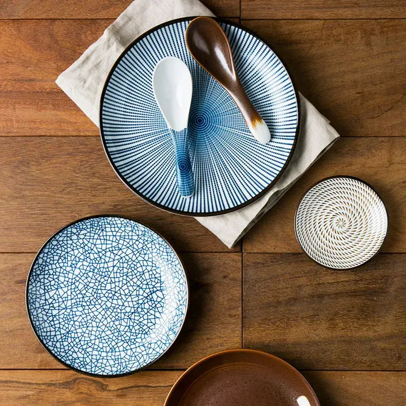 Blue Crackle Ceramic Plates