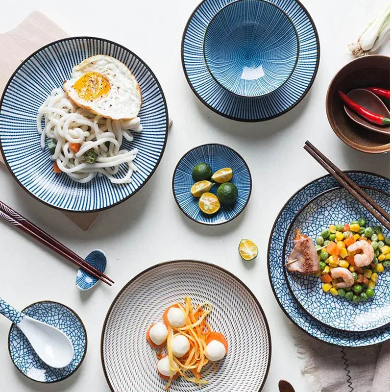 Blue Crackle Ceramic Plates