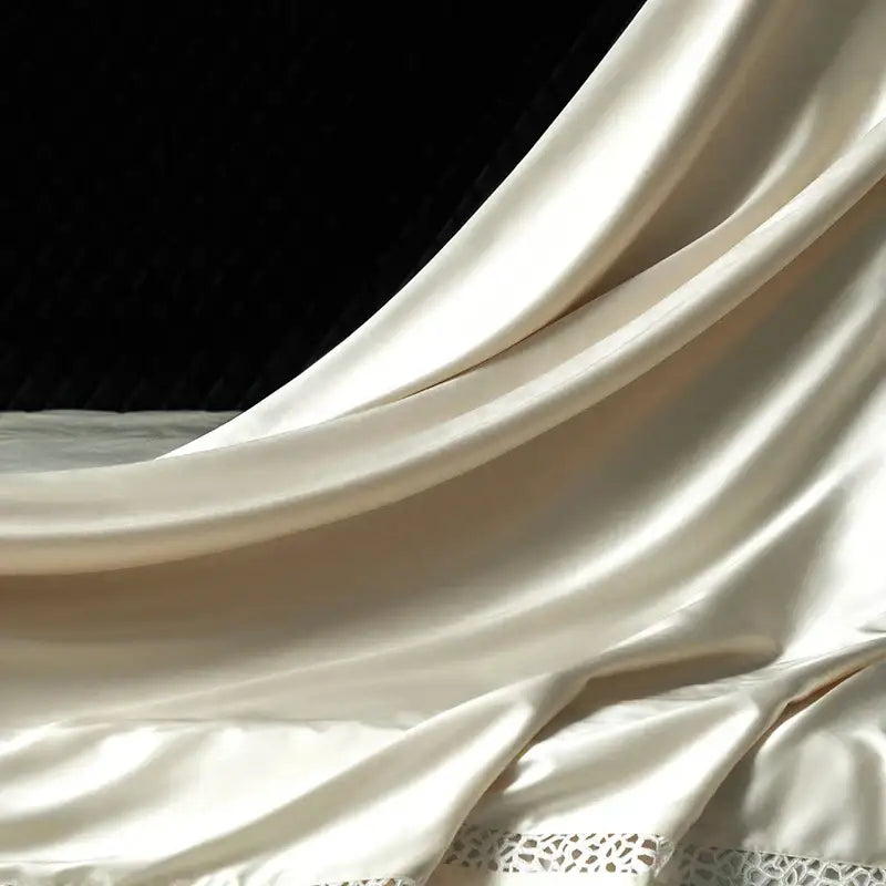 Cream Black Egyptian Cotton Bedding with Lace Trim
