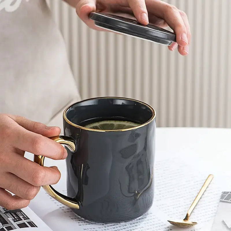 Navy Gold Rim Mug Set