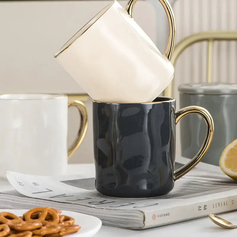 Navy Gold Rim Mug Set