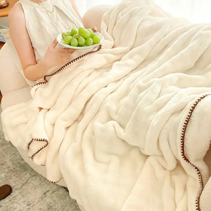 Cream Velvet Sofa Throw