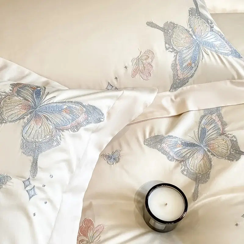 Cream Butterfly Cotton Bedding