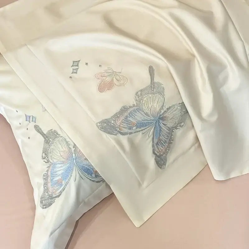 Cream Butterfly Cotton Bedding
