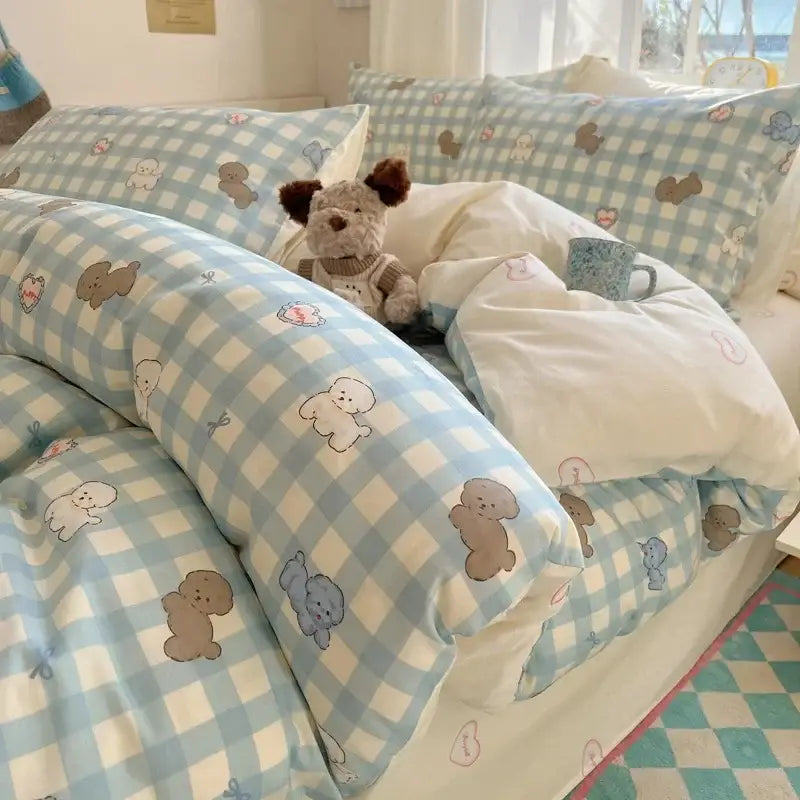 Cream Cotton Polyester Blend Bedding Set