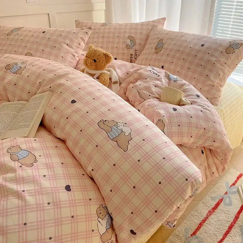 Cream Cotton Polyester Blend Bedding Set