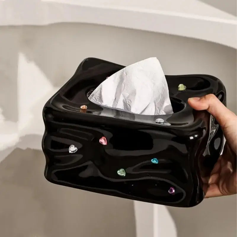 Cream Gemstone Tissue Box
