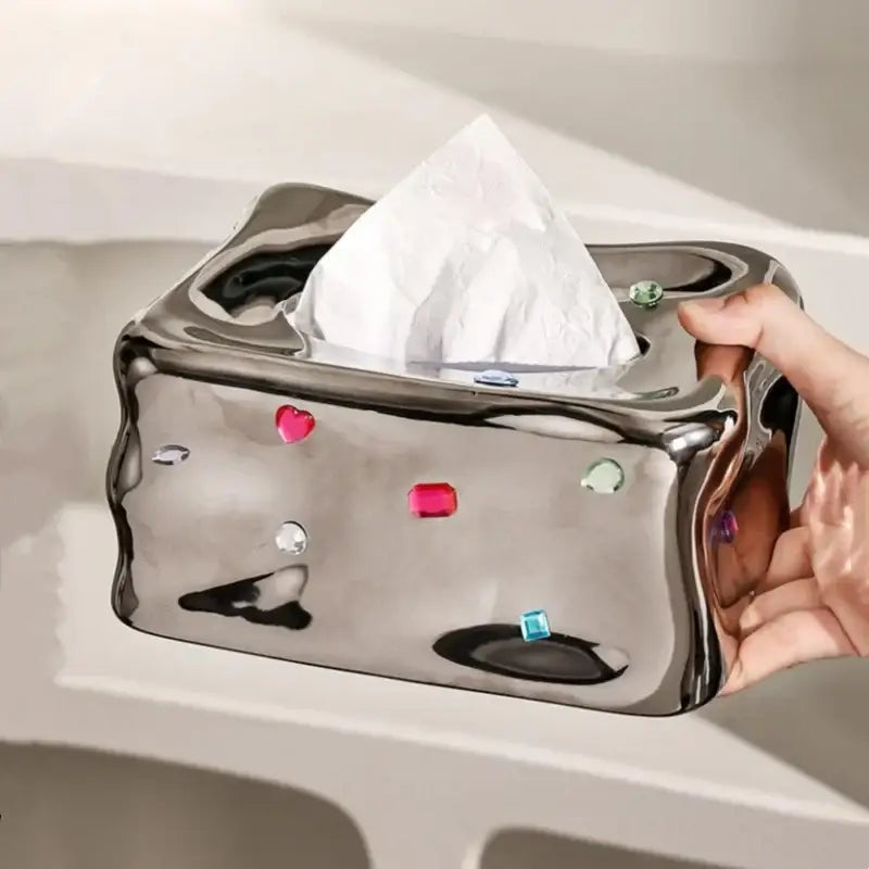 Cream Gemstone Tissue Box