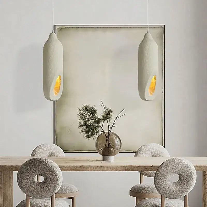 Cream Ceramic Pendant Light Handmade Cement