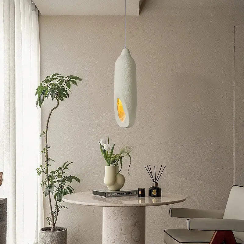 Cream Ceramic Pendant Light Handmade Cement