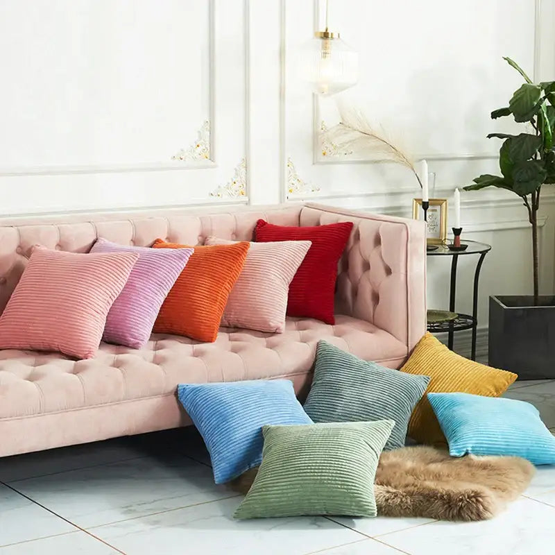 Pink Corduroy Pillow Case