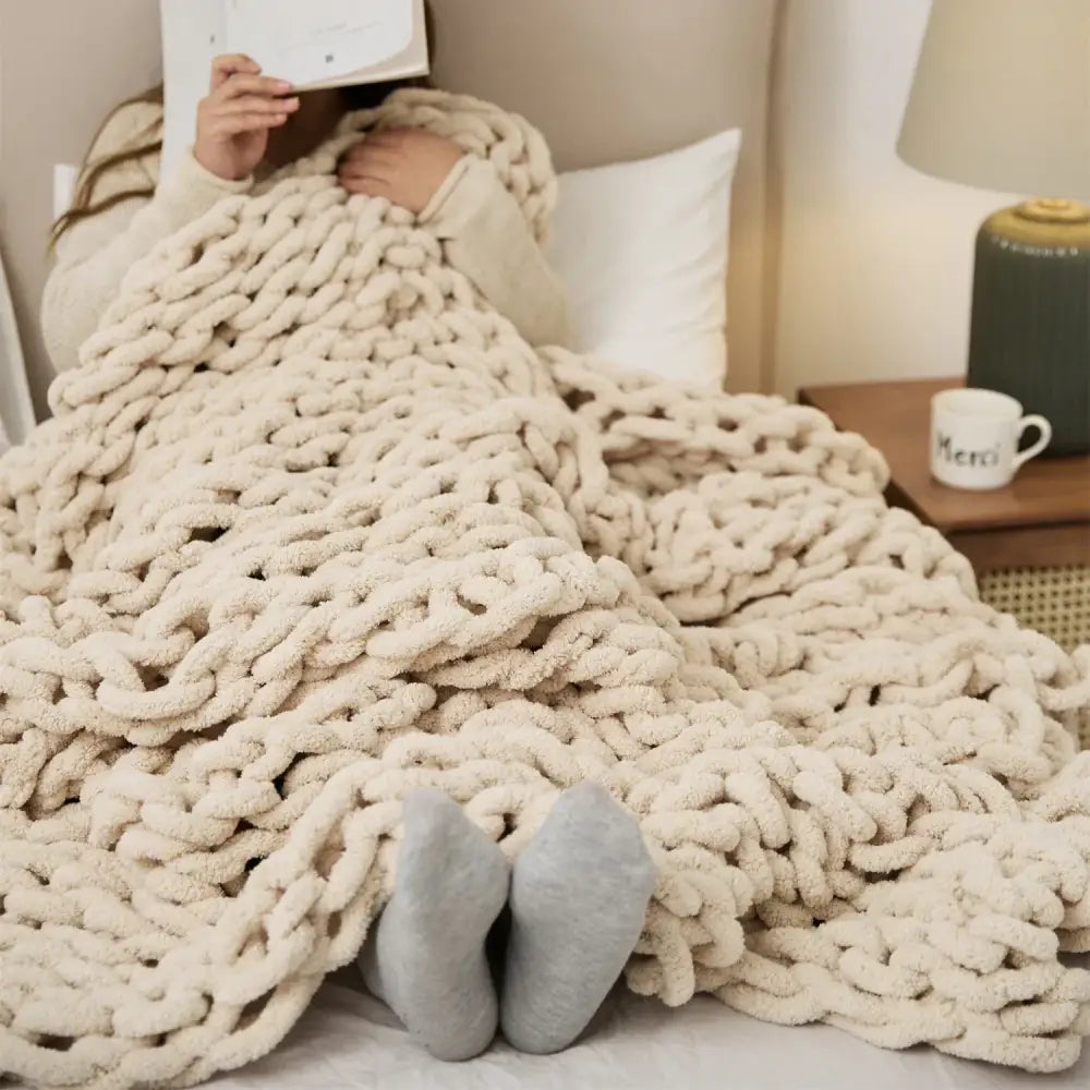 Red Chenille Knit Blanket