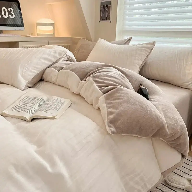 Cream Fleece Bedding Set