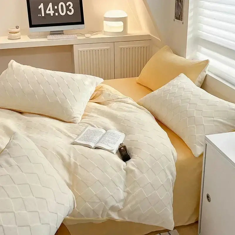 Cream Fleece Bedding Set