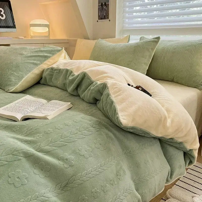 Cream Fleece Bedding Set