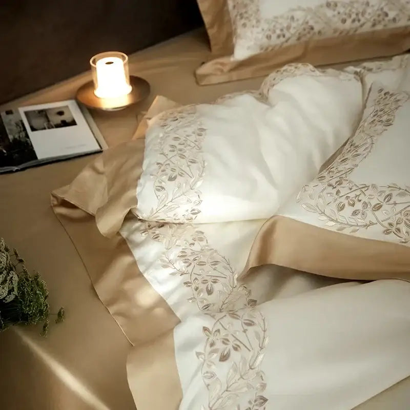 Cream Cotton Duvet Cover With Satin Finish