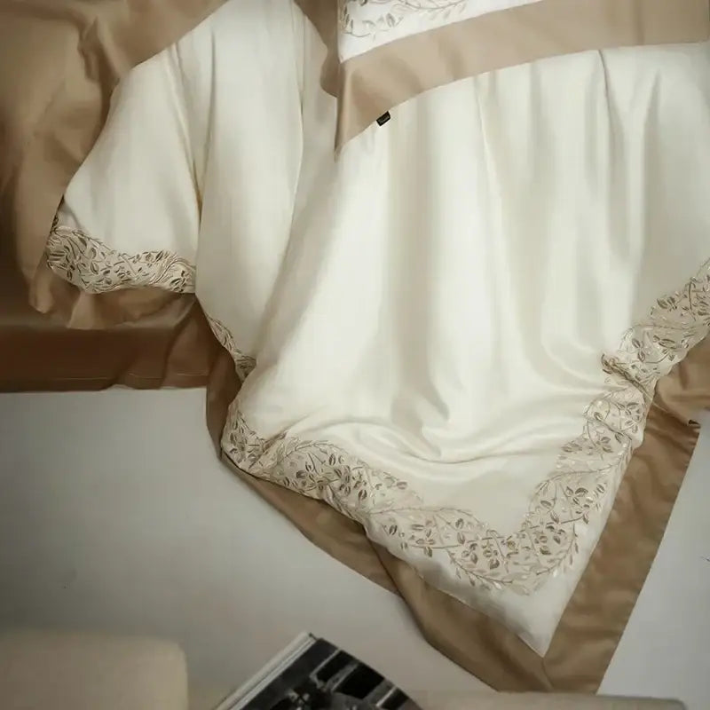 Cream Cotton Duvet Cover With Satin Finish