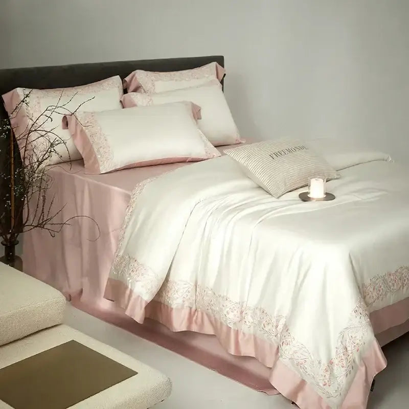 Cream Cotton Duvet Cover With Satin Finish