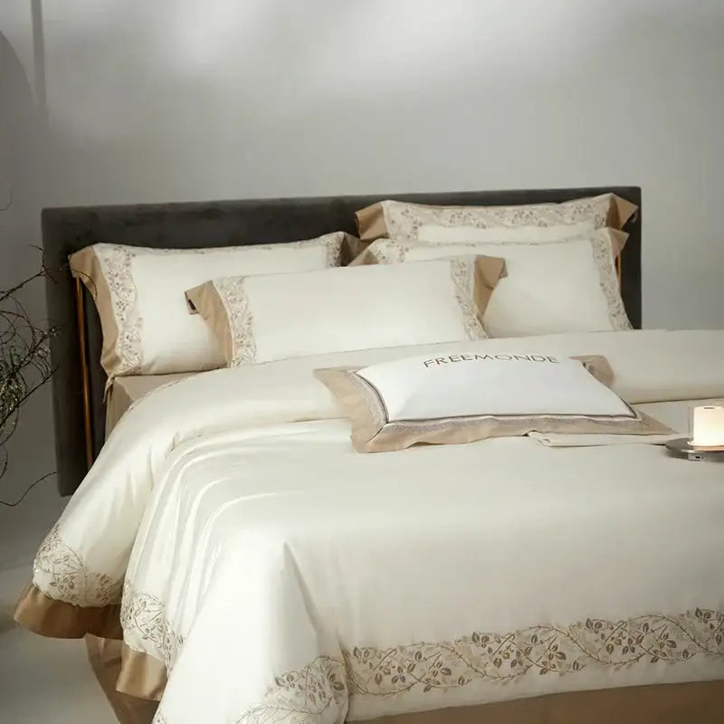 Cream Cotton Duvet Cover With Satin Finish