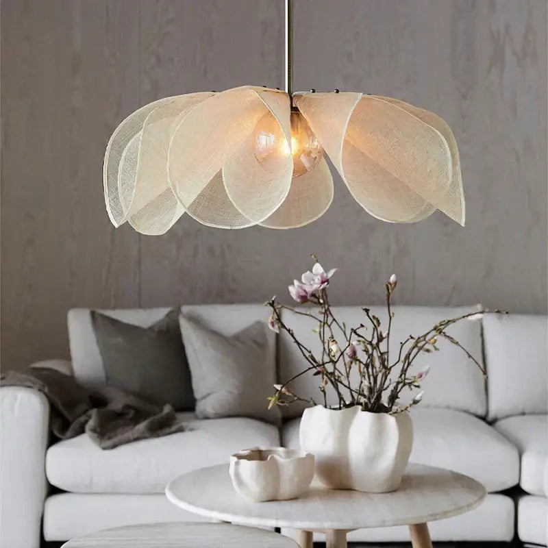 Cream Fabric Flower Chandelier