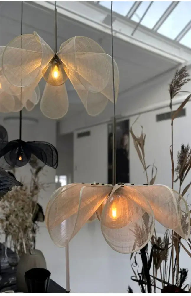 Cream Fabric Flower Chandelier