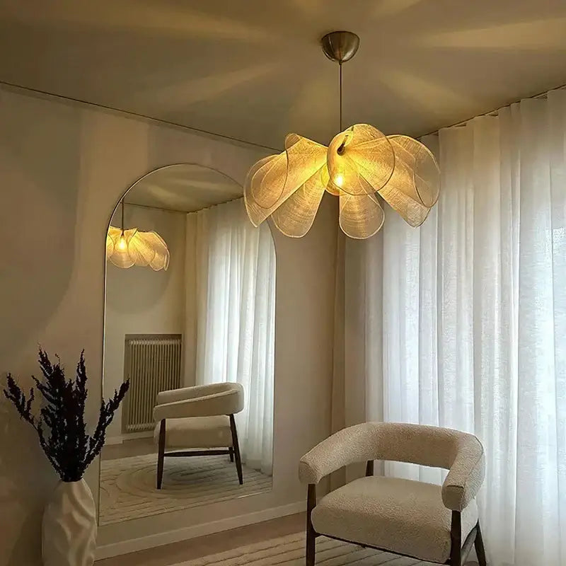 Cream Fabric Flower Chandelier