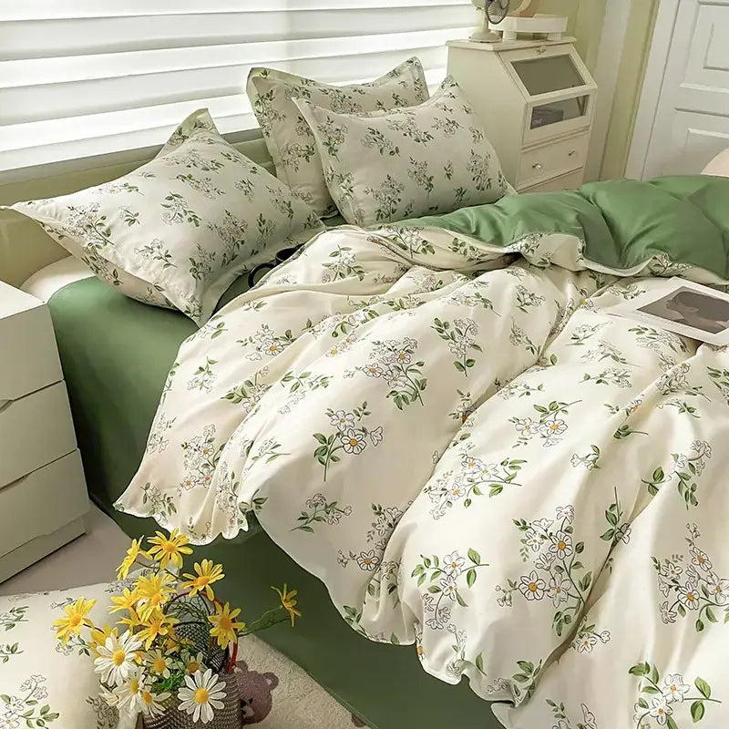 Cream Floral Cartoon Bedding