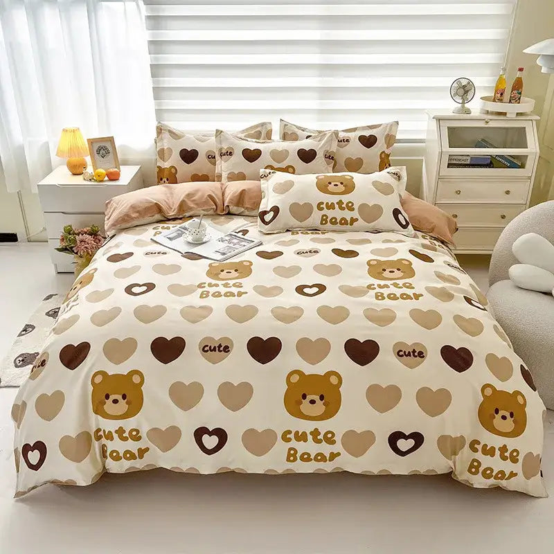 Cream Floral Cartoon Bedding