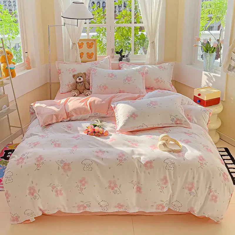 Cream Floral Cartoon Bedding