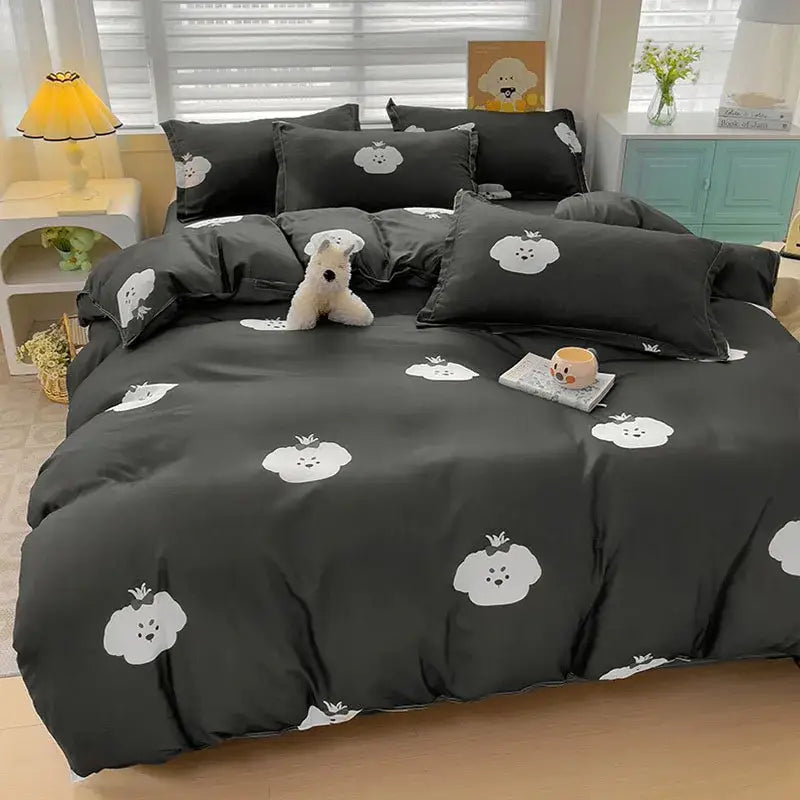 Cream Floral Cartoon Bedding
