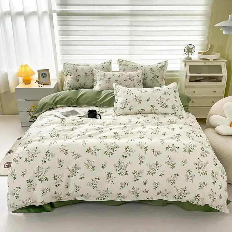 Cream Floral Cartoon Bedding