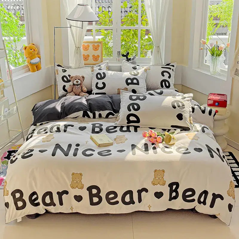 Cream Floral Cartoon Bedding