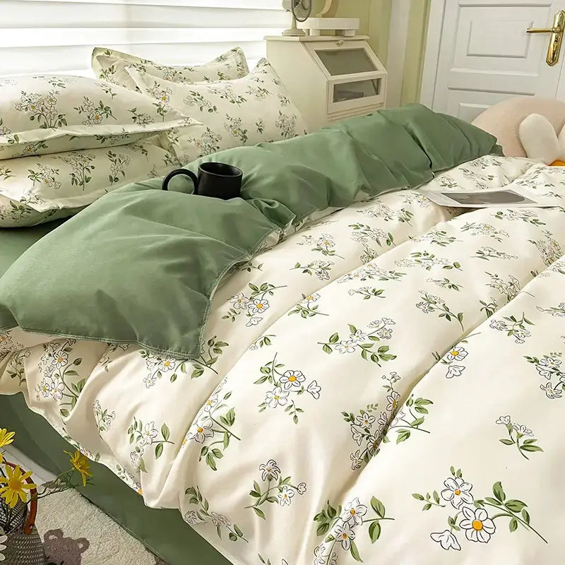 Cream Floral Cartoon Bedding