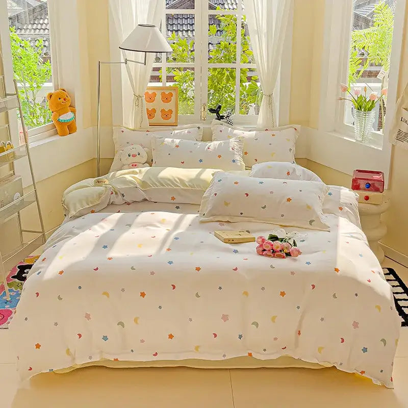 Cream Floral Cartoon Bedding