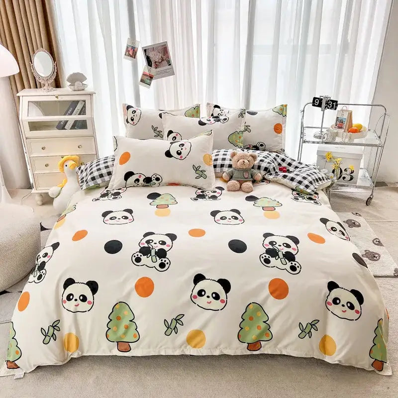 Cream Floral Cartoon Bedding