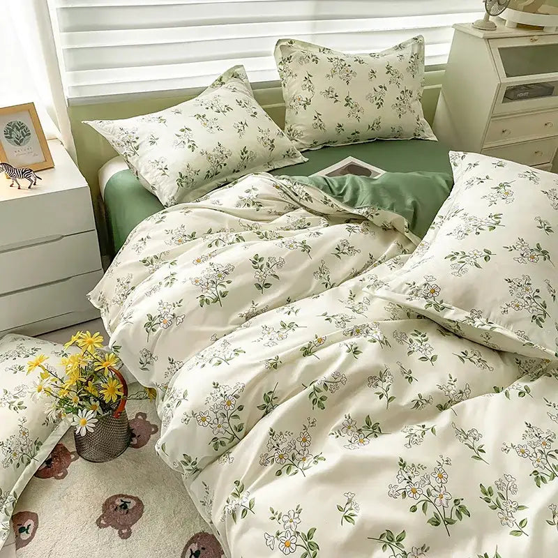 Cream Floral Cartoon Bedding