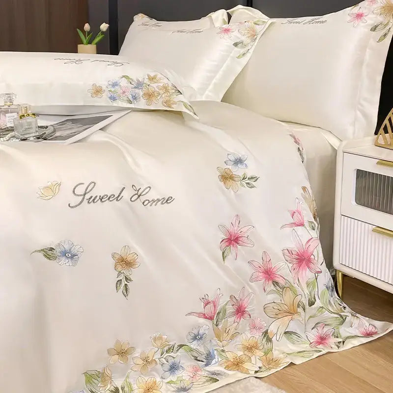 Cream Embroidery Duvet Set