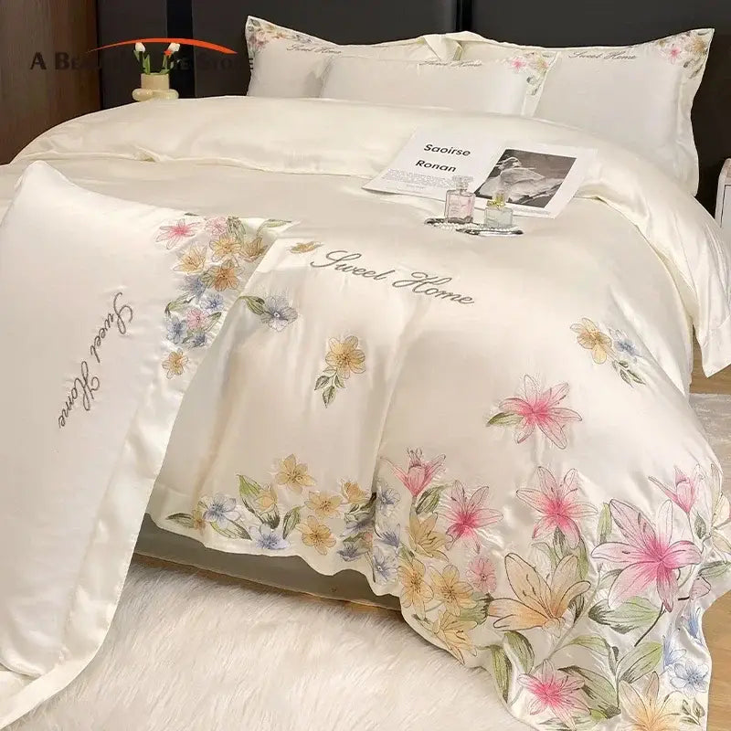 Cream Embroidery Duvet Set