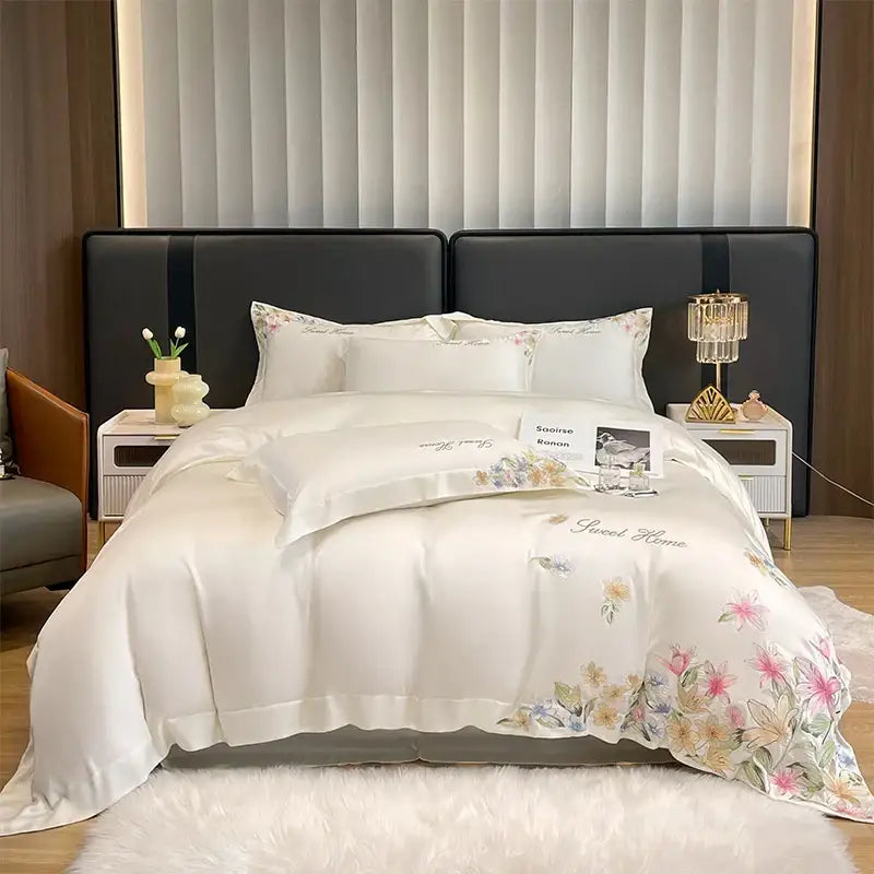 Cream Embroidery Duvet Set