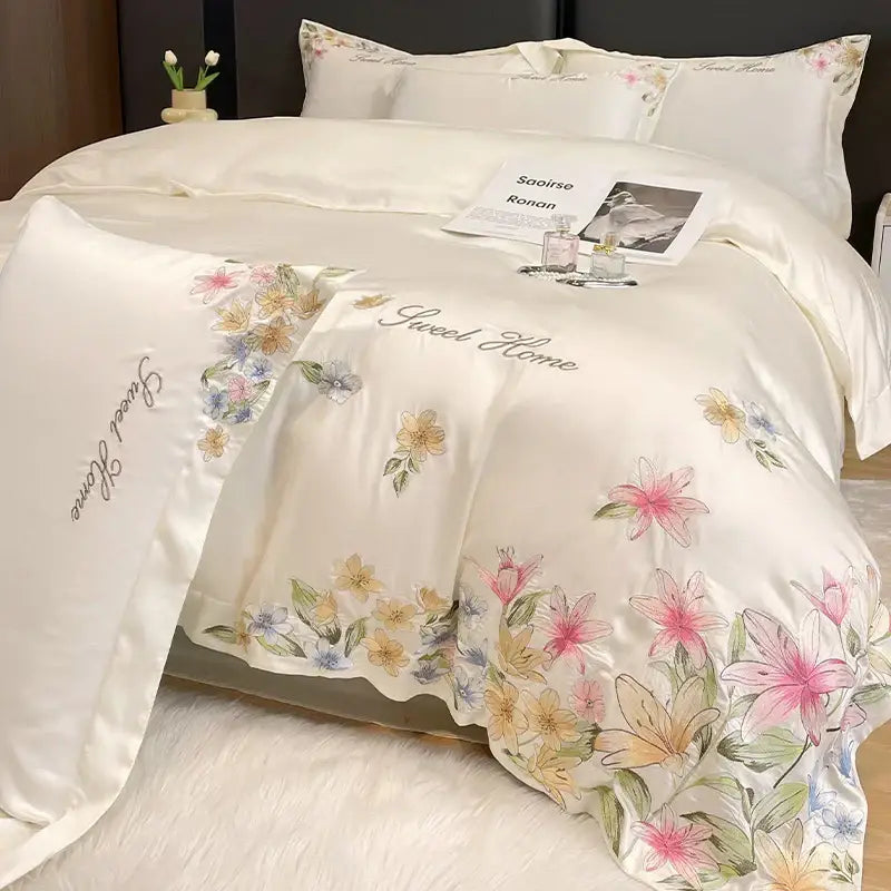Cream Embroidery Duvet Set