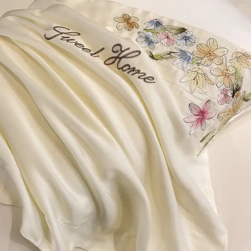 Cream Embroidery Duvet Set