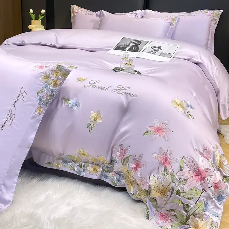 Cream Embroidery Duvet Set