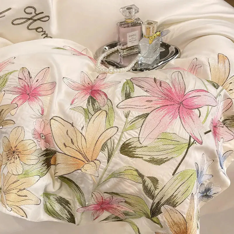 Cream Embroidery Duvet Set